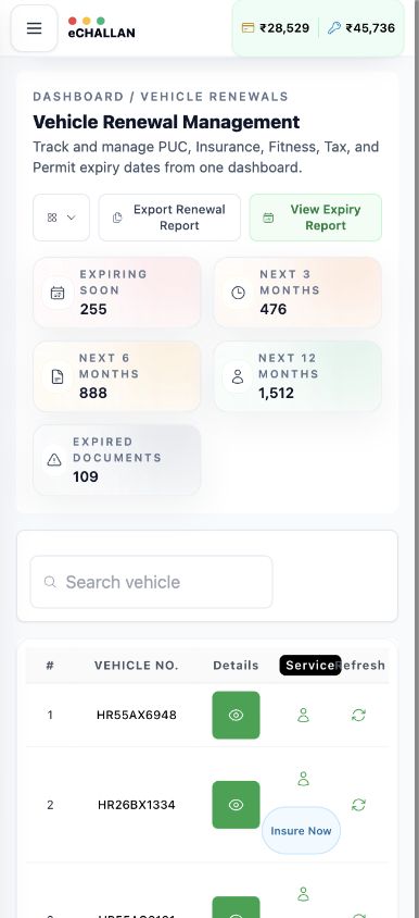 Renewals app screenshot